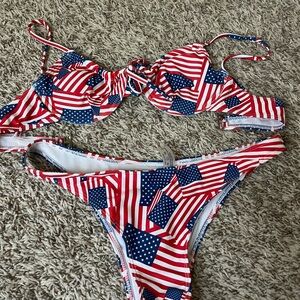 SHEIN Red and Blue American Flag Bikini